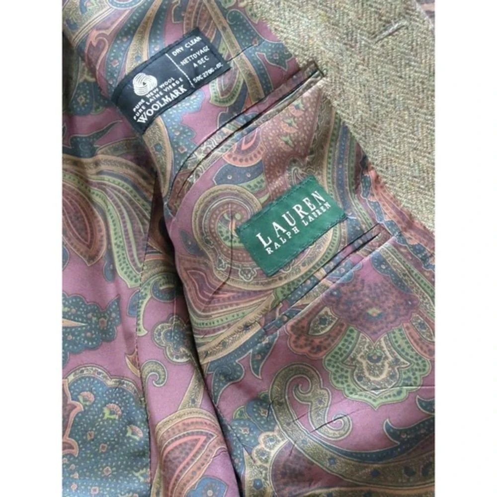 Lauren Ralph Lauren Blazer 44R Brown Herringbone 100% Wool Canada Union Made '98